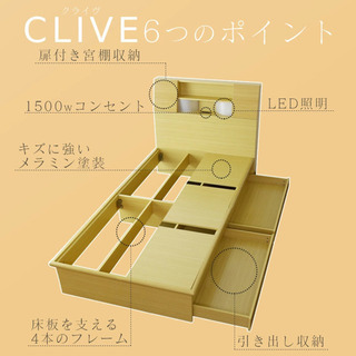 ベッドフレーム　ダブル　ホワイト