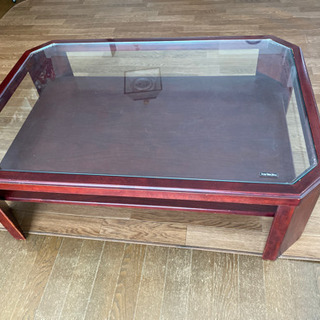 ローテーブル　カリモク　ガラス天板