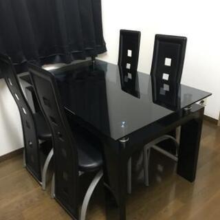 【ネット決済】ガラスダイニングテーブル ブラック強化ガラス