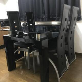 ガラスダイニングテーブル ブラック強化ガラス