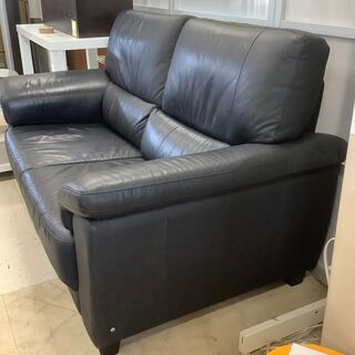 ロレンツォ 2人掛けソファ 本革 レザーソファ ブラック【ユーズドユーズ名古屋天白店】 J752 ロレンツォ 2人掛けソファ 本革 レザーソファ ブラック【ユーズド