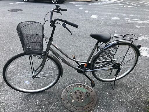 ほぼ新品 元値14800 27インチ ライトおまけ 自転車 変速ギア無し グレー