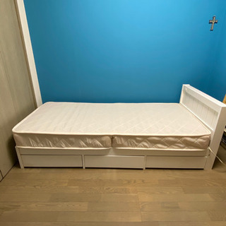 【ネット決済】ベッド（幅が細めのサイズで狭い部屋でも使いやすい）