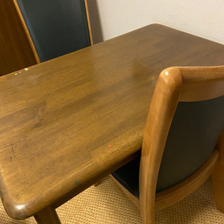 【ネット決済】【椅子2脚付き】天然木ダイニングテーブルセット