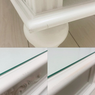 【1点物】ロココ　天板引き出しセンターテーブル　アンティークホワイト