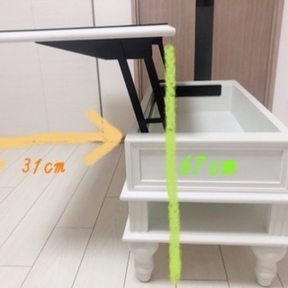 【1点物】ロココ　天板引き出しセンターテーブル　アンティークホワイト