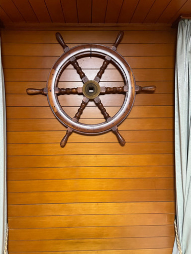 インテリア　装飾　木製　舵輪