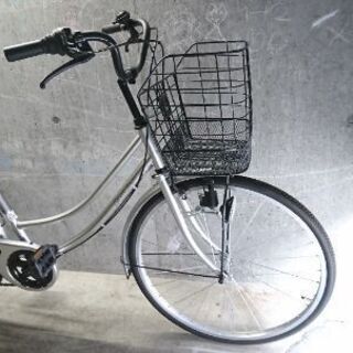 自転車中古 ESCORT TOWN 外装6段変速 カゴリアキャリア付き 鍵新品 タイヤ26インチ カラーシルバー