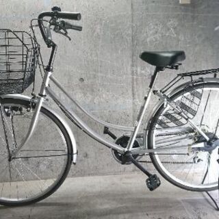 自転車中古 ESCORT TOWN 外装6段変速 カゴリアキャリア付き 鍵新品 タイヤ26インチ カラーシルバー