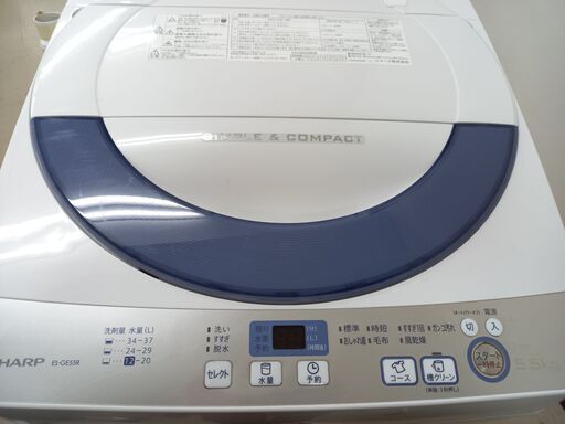 取引場所　南観音　A2104-296　シャープ/SHARP　全自動洗濯機　ES-GE55R-H　5.5kg　ホワイト
