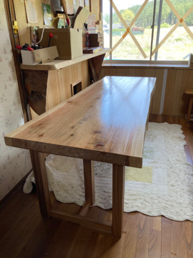 杉 銘木 ダイニング、ローテーブル兼用206×max81×6.1高さ70