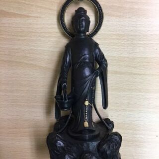 魚籃観音菩薩立像＊黒漆内箔 厨子 ずし＊仏像入 9
