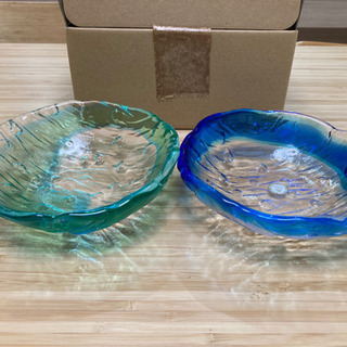 【新品・未使用】琉球ガラス深皿2枚セット