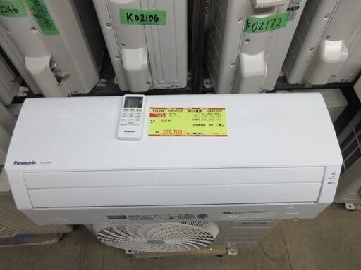K02266　パナソニック　 中古エアコン　主に6畳用　冷房能力 2.2KW ／ 暖房能力　2.2KW