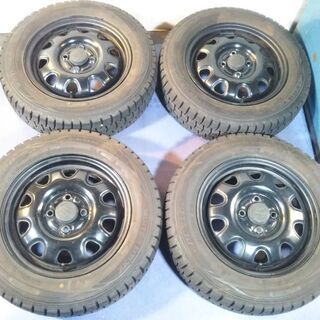 冬 ハスラー 黒ホイール【富山】14インチ Ｋｅｉ ケイ フレア 冬 ダンロップ 165/70Ｒ14 中古 4本 ブラック 黒スチールホイール