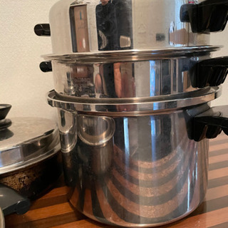 クイーンクックステンレス鍋セット　取扱説明書付　オフィシャルレシピ本付き