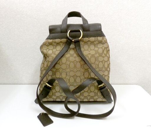 コーチ リュック F30275 シグネチャー キャンバス レザー カーキ