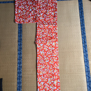 【ネット決済・配送可】オレンジの紅葉柄着物