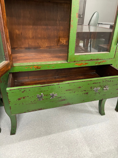 アンティーク家具 棚 グリーン レトロ
