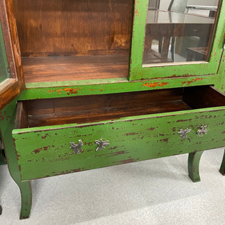 アンティーク家具　棚　グリーン　レトロ