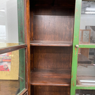 アンティーク家具　棚　グリーン　レトロ