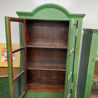 アンティーク家具　棚　グリーン　レトロ