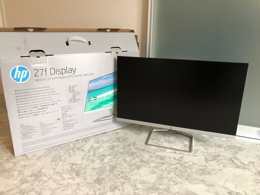 HP 27f  27インチ ディスプレイ  電源ケーブル、HDMIケーブル付（2020年1月購入）