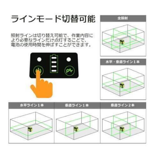 Huepar 3x360° フルライン グリーンレーザー墨出し器