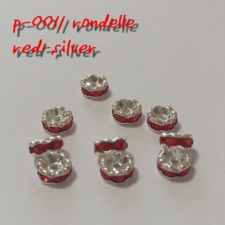 ｐ-0011 アクセサリーパーツ ロンデル red-silver...