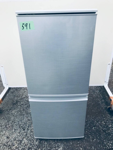 ✨2017年製✨591番シャープ✨ノンフロン冷凍冷蔵庫✨SJ-D14C-S‼️