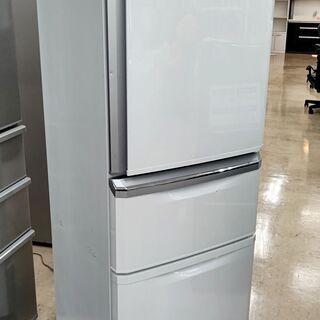 中古 三菱 3ドアノンフロン冷蔵庫 335L 2015年製 MR-C34Y-W 傷あり