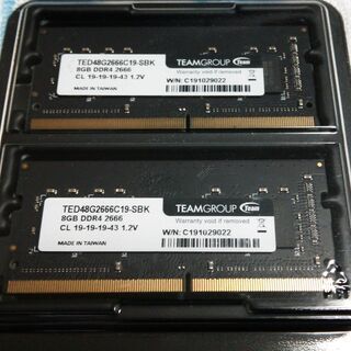 ノートPC用メモリ　8GBx2(16GB)　DDR4 2666
