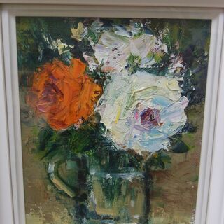 油絵　「5月の薔薇」SM　送料無料