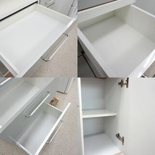 訳アリ】食器棚 レンジボード 幅90 キッチンボード 高橋木工  ホワイト×グレー ☆ PayPay(ペイペイ)決済可能 ☆ 札幌市 北区 屯田 訳アリ】食器棚 レンジボード 幅90 キッチンボード 高橋木工 ホワイト
