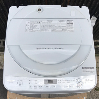 愛品館市原店】SHARP 2018年製 6.0kg洗濯機 ES-GE6B-W【管理I4S029663