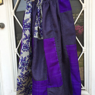着物リメイクスカート  紫パッチワーク