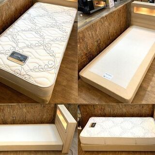 (Y)北大前! 札幌 引取 SIMMONS/シモンズ シングルベッド＆マットレス ボックス ダブルクッション×ゴールデンビュー×6.5GV 高級品質 眠りの質向上