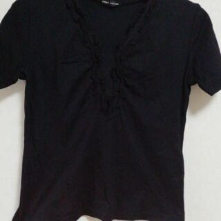 ダブルフリル　　半袖Tシャツ ブラック　Mサイズ