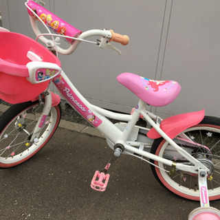 子供　自転車　16インチ　補助輪あり　プリンセス　ディズニー