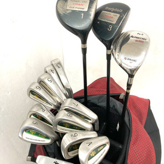 【SOLD OUT！】◆DUNLOP ダンロップ等◆ゴルフクラブ 14本＋美品SPALDING キャディバッグ＋付属品多数付き