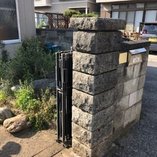 石の門柱＋フェンス撤去作業