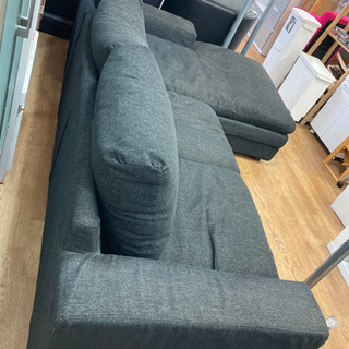 フクラ　カウチソファ　3人掛けソファ　ブラック　中古