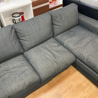 フクラ　カウチソファ　3人掛けソファ　ブラック　中古