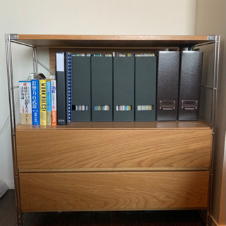 【美品】無印良品　ステンレスユニットシェルフ　引き出し付き 無印良品(MUJI)の人気のオーク材 ステンレス ユニットシェルフ