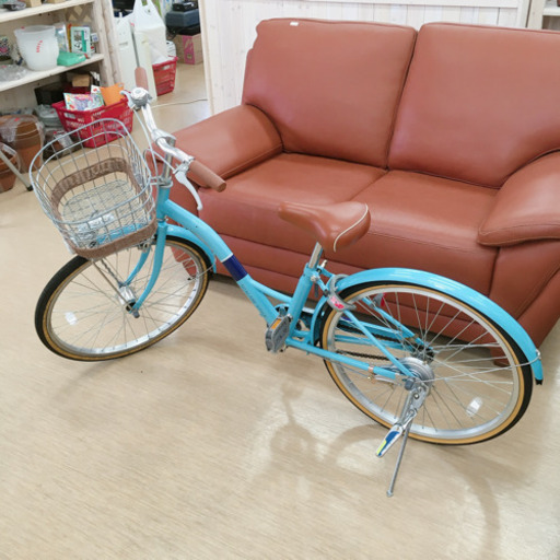 自転車☆22インチ☆おしゃれデザイン☆水色☆鍵ありタイプ☆中古品