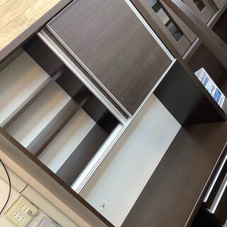 スライドテーブルレンジボード 2枚スライド扉 ダークブラウン 一部 