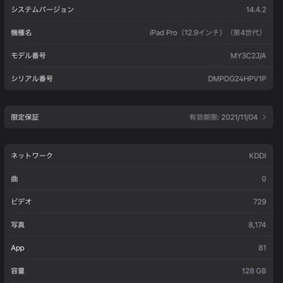 SIMフリー 12.9インチ 4th iPad Pro 2020  128GB