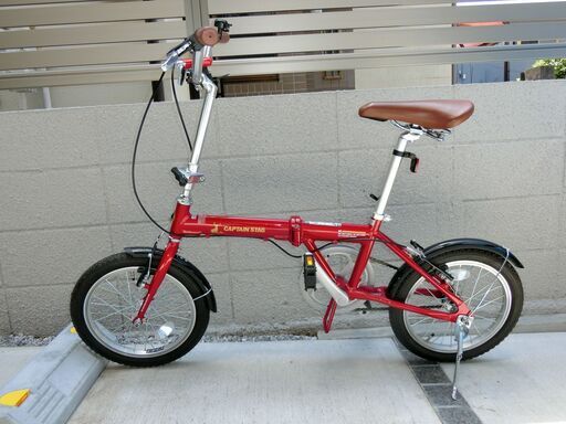 【折りたたみ自転車 CAPTAINSTAG 16inch 赤 変速なし】