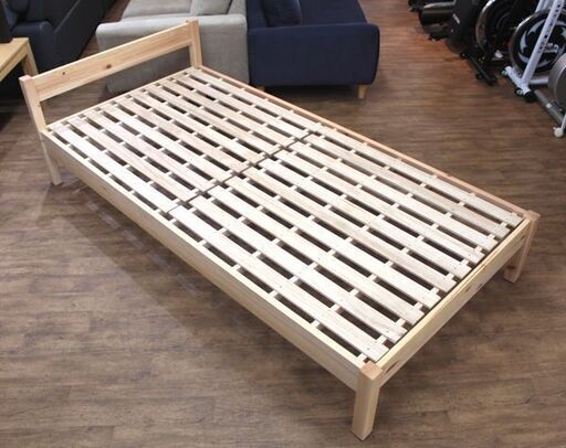 北大前! 札幌 引取 MUJI/無印良品 シングルベッド枠 木製 パイン材 簡易組立/ドッコ式 嵌めるだけ 一人暮らし 家具