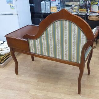 テレフォンチェア 幅95×奥行45×高さ85cm アンティーク調 デスク 引出付き椅子 一人掛け 猫脚 チェア ベンチ 電話台 家具 札幌市 清田区 平岡 テレフォンチェア 幅95×奥行45×高さ85cm アンティーク調 デスク 引出付き